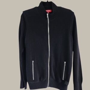 Guess- Black - Textured Zipper cotton Lined w Polar Fleece small